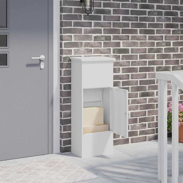 vidaXL Paketdrop-Box Wei&szlig; 44,5 x 29 x 110,5 cm Stahl