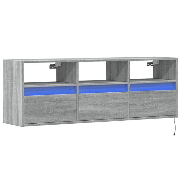 vidaXL TV-Wandschrank mit LED-Beleuchtung Grau Sonoma 130x31x45 cm