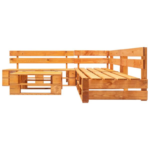 vidaXL 4-tlg. Garten-Lounge-Set aus Paletten mit Grauen Kissen Holz