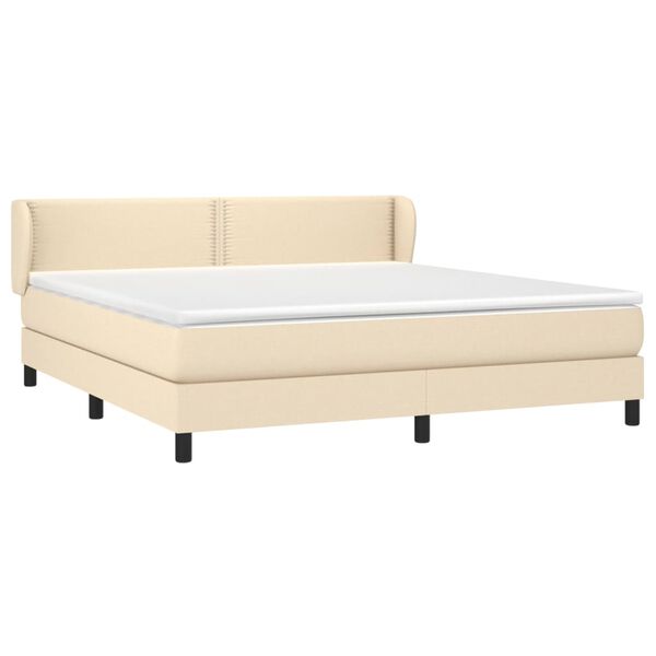 vidaXL Boxspringbett mit Matratze Creme 180x200 cm Stoff
