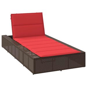 vidaXL Sonnenliege mit schwebender Auflage Braun Poly Rattan