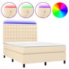 vidaXL Boxspringbett mit Matratze & LED Creme 140x190 cm Stoff