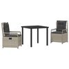 vidaXL Garten Essgruppe 3 stk. Hellgrau Poly-Rattan