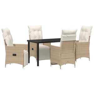 vidaXL Garten Essgruppe mit Kissen 5 pcs Beige Poly-Rattan
