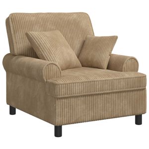 vidaXL XL-Sessel mit Kissen Taupe 1,5 Linien Stoff