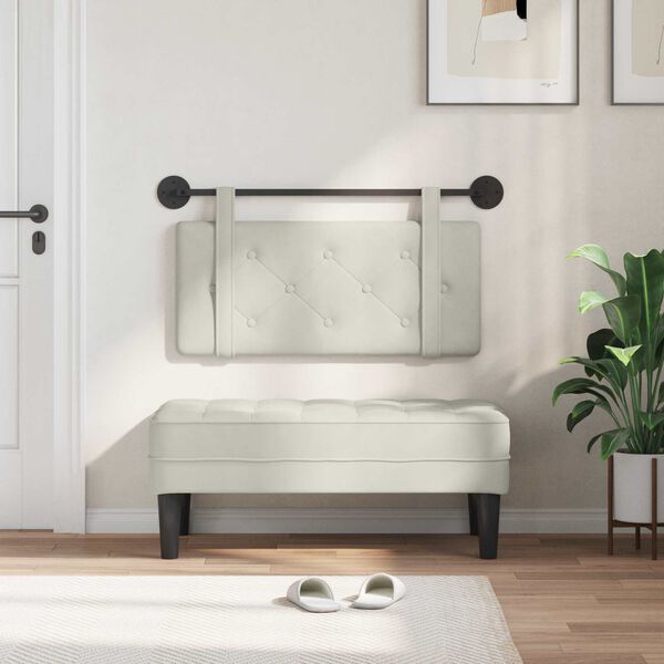 vidaXL H&auml;ngevorderseite Wandmontiert Creme 90 x 55 x 5 cm Samt