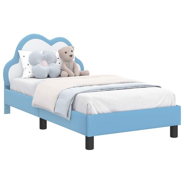 vidaXL Kinderbettgestell mit Kopfteil mit Kopfteil Blau 80 x 160 cm PU