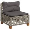 vidaXL Gartensofa ohne Armlehnen mit Kissen Grau Poly Rattan