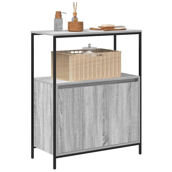 vidaXL Badschrank mit Regalen Grau Sonoma 76,5x35x95 cm
