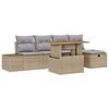 vidaXL Gartensofa-set mit Kissen mit Speicher 6 pcs Beige Poly-Rattan