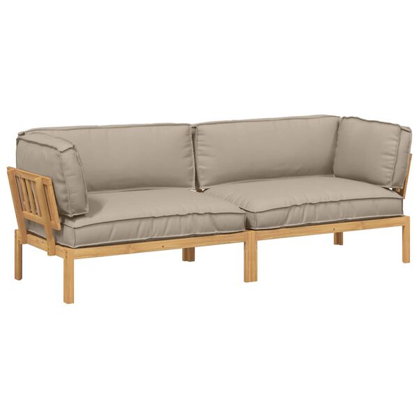 vidaXL Sofa Set mit Kissen Uni 2 pcs Taupe Massivholz Akazie
