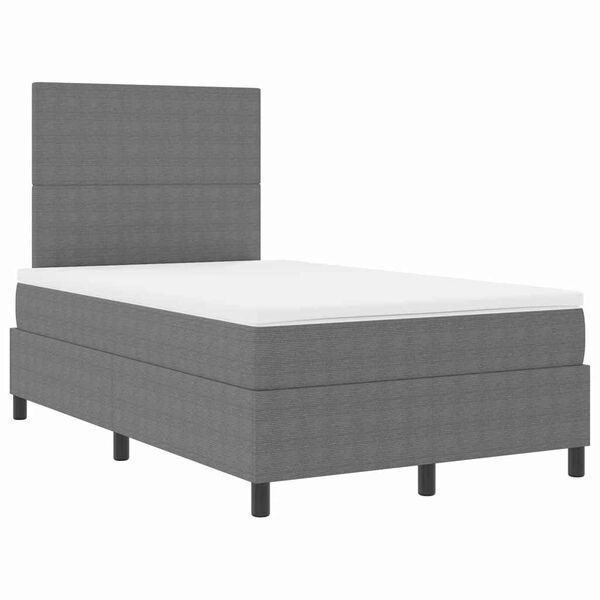 vidaXL Boxspringbett Hellgrau und Wei&szlig; 120 x 190 cm Cordstoff