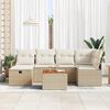 vidaXL Gartensofa-set mit Kissen mit Speicher 7 pcs Beige Poly-Rattan