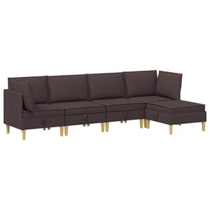 vidaXL Modular Sofa Set mit Stauraum 5 Stk. Dunkelbraun Stoff