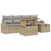 vidaXL Garten-Sofa-Set mit Kissen mit Speicher 6 pcs Beige Poly Rattan