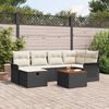 vidaXL Garten-Sofa-Set mit Kissen 7 pcs Schwarz Poly Rattan