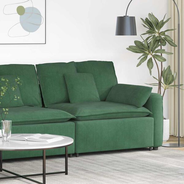 vidaXL Modulares Sofa Endmodul mit Armlehne Kissen Dunkelgrün 100cm