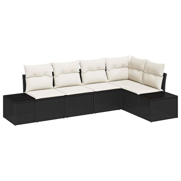 vidaXL Gartensofa-set 5 pcs Schwarz Poly-Rattan