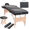 vidaXL Massageliege 3-Zonen mit Hocker Klappbar 10 cm Sitz Schwarz