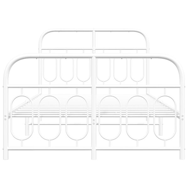 vidaXL Bettgestell mit Kopf- und Fu&szlig;teil Metall Wei&szlig; 120x190 cm