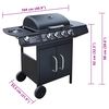 vidaXL Gasgrill 4+1 Brenner Schwarz