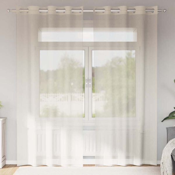 vidaXL Voile Vorhänge mit Ösen 2 Stk. Creme 140x225 cm