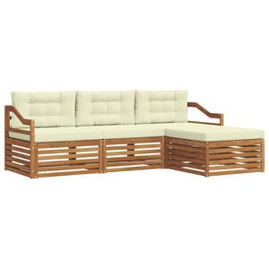 vidaXL Outdoor-Sofagarnitur 4 stk. 3-Sitzer Natur und Creme