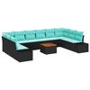 vidaXL Garten-Sofa-Set 11 stk. Schwarz und T&uuml;rkis