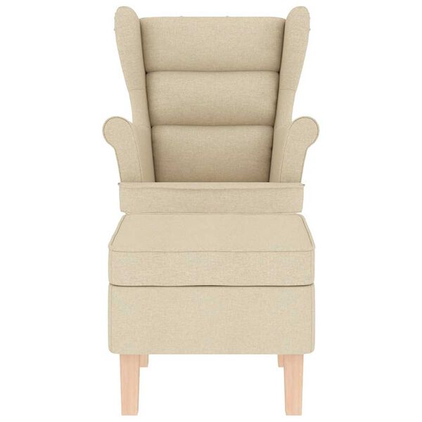 vidaXL Schaukelstuhl mit Fu&szlig;hocker Creme Stoff