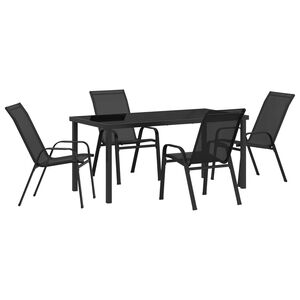 vidaXL Garten Essgruppe 5 pcs Schwarz Pulverbeschichteter Stahl