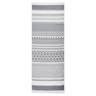 vidaXL Teppich Grau und Weiß 100x300 cm Baumwolle