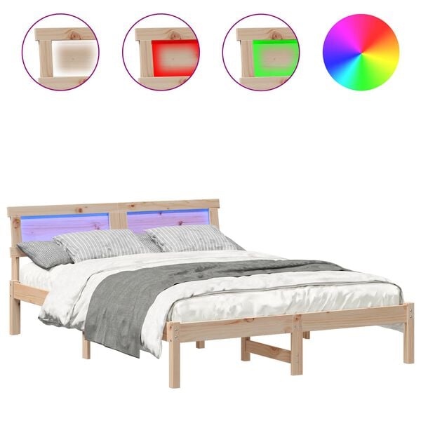 vidaXL Bettrahmen mit Kopfteil Braun 120 x 200 cm Massives Kiefernholz