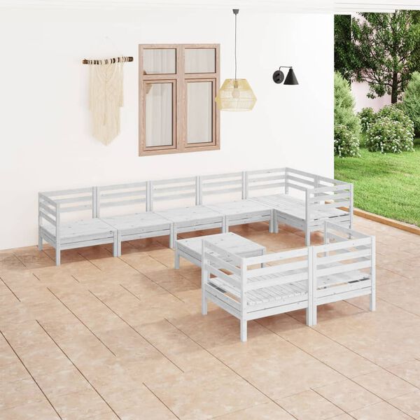 vidaXL 9-tlg. Garten-Lounge-Set Massivholz Kiefer Wei&szlig;