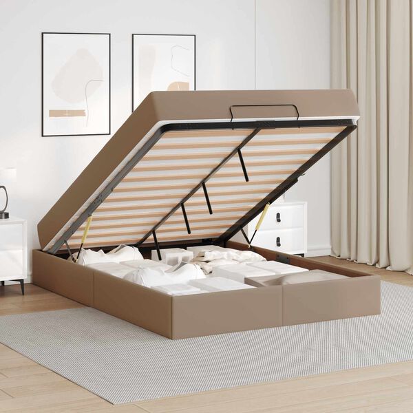 vidaXL Bettgestell mit Matratze mit Matratze 2 pcs Hellbraun PVC