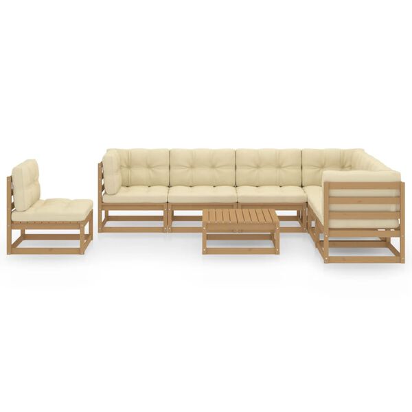 vidaXL 8-tlg Garten-Lounge-Set mit Kissen Honigbraun Massivholz Kiefer