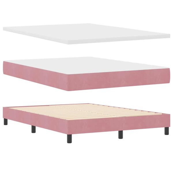 vidaXL Boxspringbett mit Matratze mit Kopfteil Rosa 200 x 160 cm Samt
