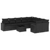 vidaXL 10-tlg. Garten-Sofagarnitur mit Kissen Schwarz Poly Rattan