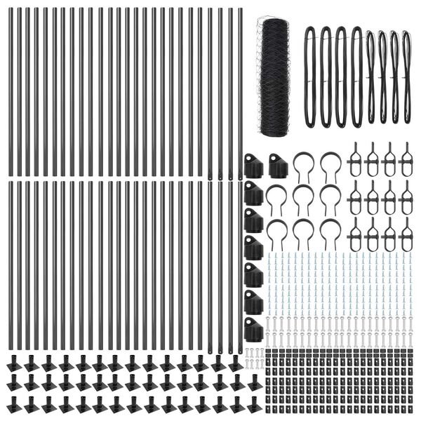 vidaXL Zaunpfosten Grau 100 x 0,4 m (50 mm Netz) Stahl und PVC