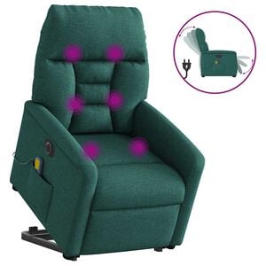 vidaXL Elektrischer Massagesessel mit Aufstehhilfe Dunkelgr&uuml;n Stoff