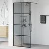 vidaXL Walk-in Duschwand Schwarz 90 x 195 cm Geh&auml;rtetes Glas