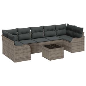 vidaXL Gartensofa-set 8 pcs Grau Poly-Rattan und Stahl und Glas