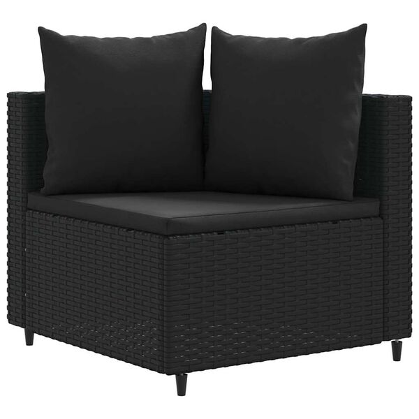 vidaXL 9-tlg. Garten-Sofagarnitur mit Kissen Schwarz Poly Rattan