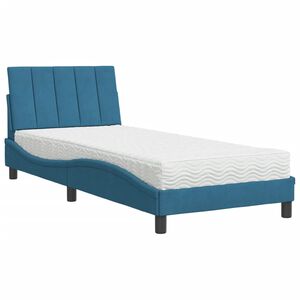 vidaXL Bett mit Matratze "Hanko" Blau 90x200 cm Samt