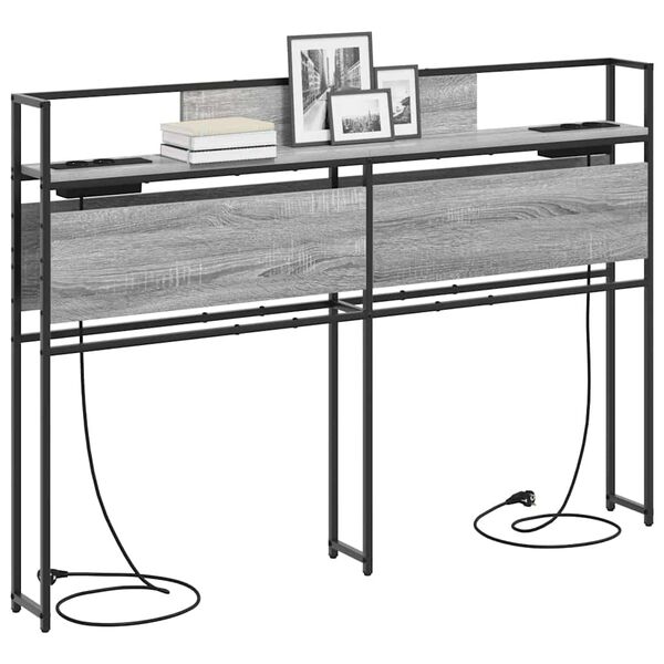 vidaXL Stauraum-Kopfteil mit Regal Grau Sonoma 140 cm Holzwerkstoff