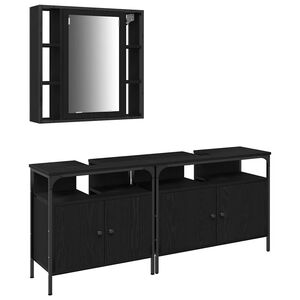 vidaXL Badezimmer Waschbeckenm&ouml;bel 3 stk. Schwarz 80 x 30 x 60 cm