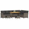 vidaXL 4-tlg. Garten-Sofagarnitur mit Kissen L-Form Grau Poly Rattan
