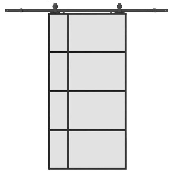 vidaXL Schiebet&uuml;r mit Beschlag Schwarz 102,5x205 cm ESG-Glas