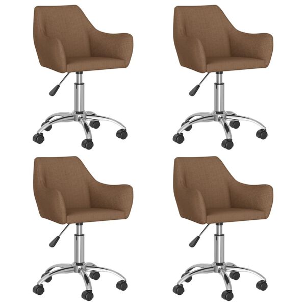 vidaXL Esszimmerst&uuml;hle 4 Stk. Drehbar Braun Stoff