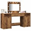 vidaXL Schminktisch mit Spiegelbeleuchtung 3 pcs Braun Holzwerkstoff