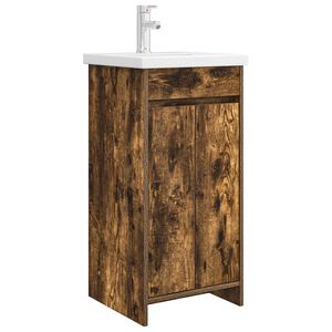 vidaXL Badezimmerschrank mit Waschbecken Ger&auml;ucherte Eiche
